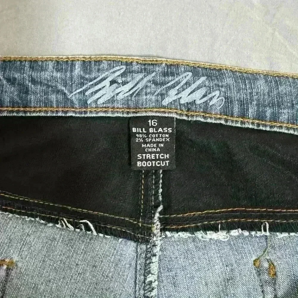 Bill Blass Jeans Blue Stretch Bootcut Womens Size 16 High Rise‎ Pants Butterfly